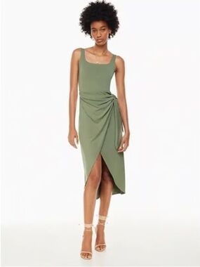 Aritzia Wilfred Saturn Green Midi Dress size Large